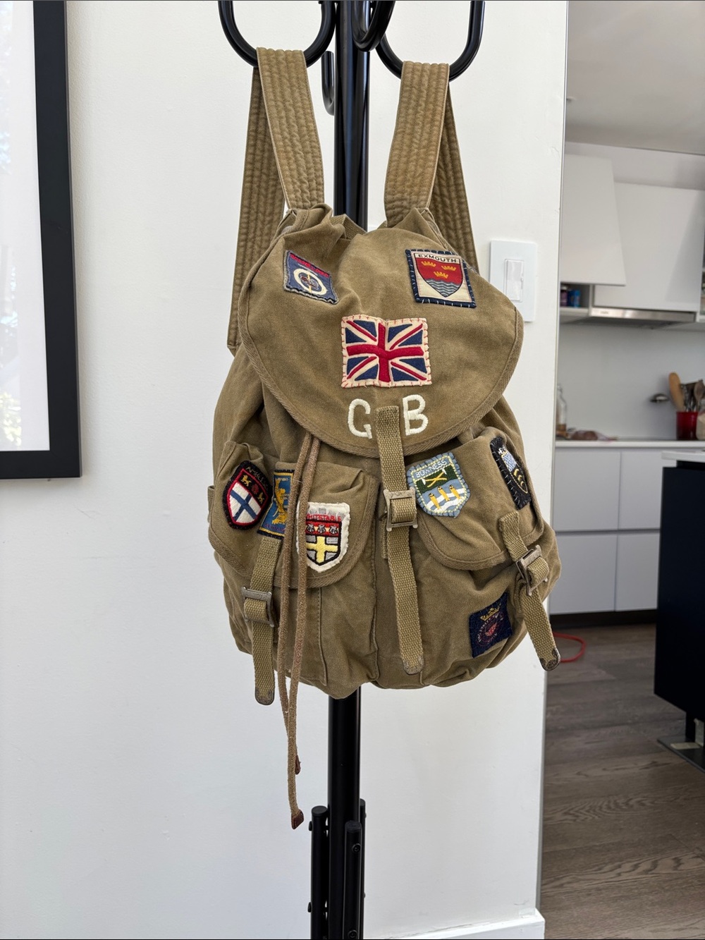 Rugby Ralph Lauren Khaki Canvas Patch Backpack